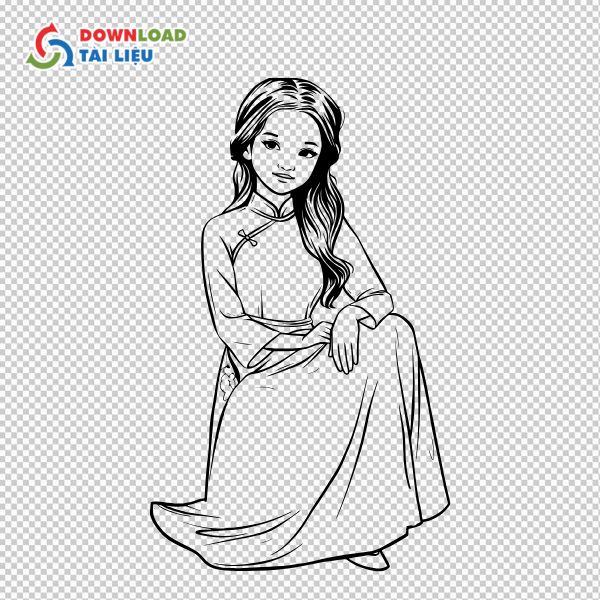 Tải Áo Dài Vector Truyền Thống Định Dạng AI, PSD, PNG cô gái mặc áo dài vector