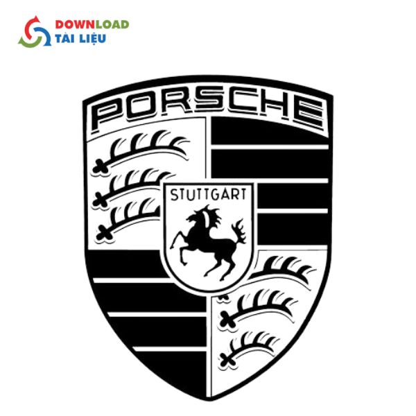 porsche logo vector trắng đen