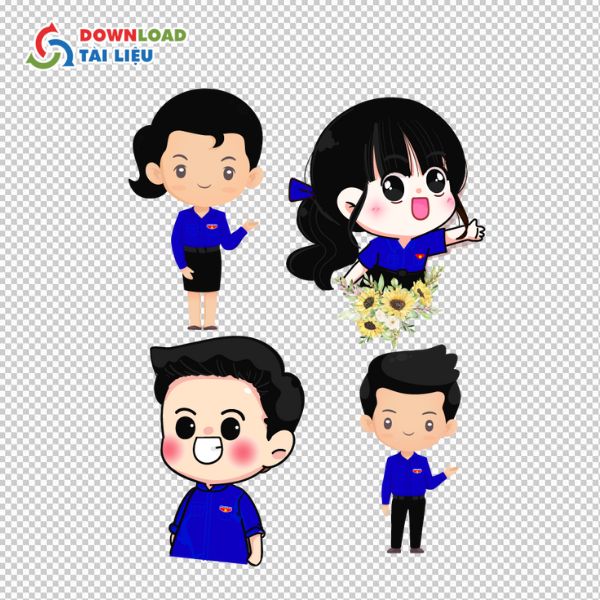 vector đoàn thanh niên chibi đa dạng