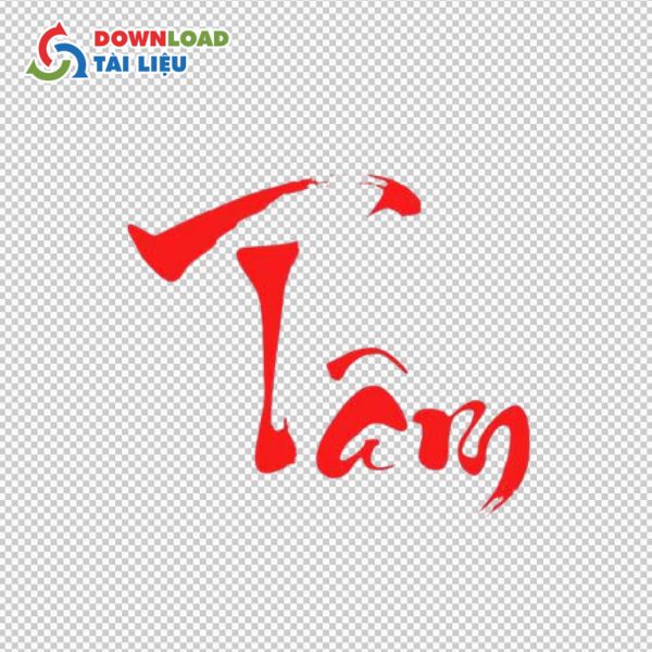 Chữ tâm thư pháp vector đỏ