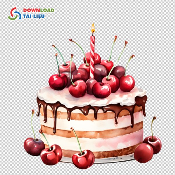 bánh sinh nhật vector cherry