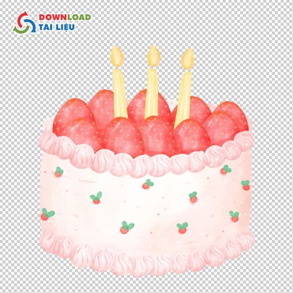 bánh sinh nhật vector dâu