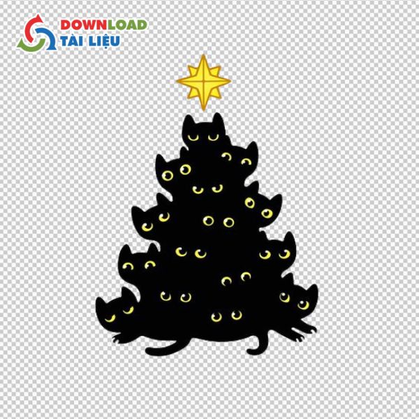 cat christmas tree vector