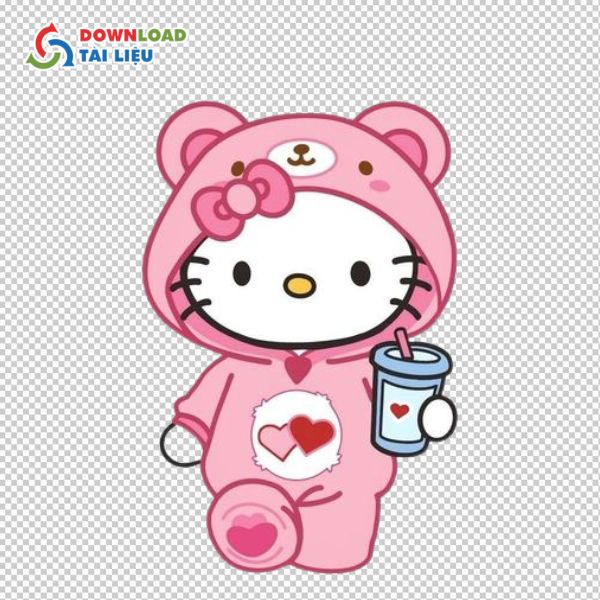 hello kitty vector cầm ly nước