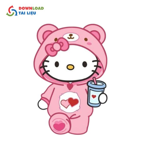 hello kitty vector cầm ly nước