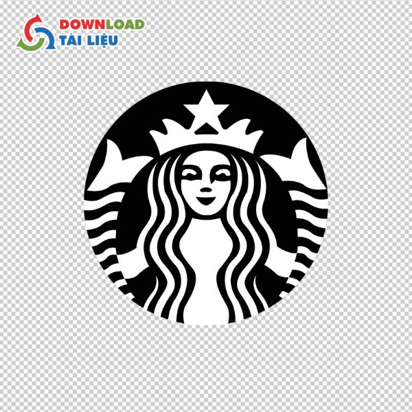 mẫu logo starbucks trắng đen