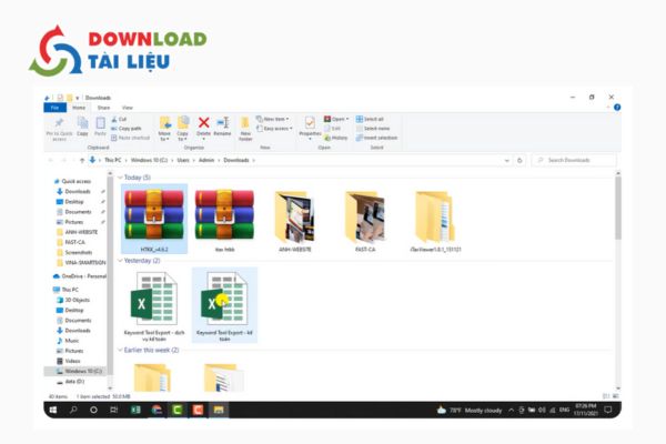 Bước 1: Mở thư mục chứa file phần mềm htkk .rar vừa tải xuống