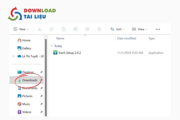 Bước 1: Mở thư mục chứa file phần mềm Trans vừa tải xuống