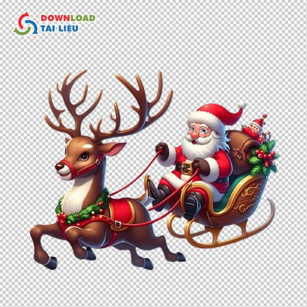 hình ảnh ông già noel cưỡi tuần lộc vector