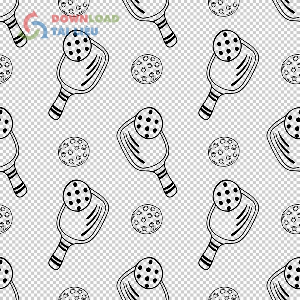 Mẫu Background Pickleball Vector Đen Trắng