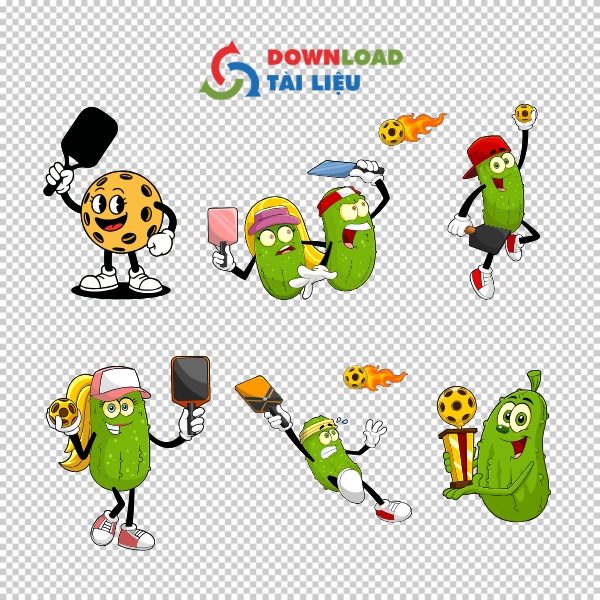 Mẫu Pickleball Vector Nhân Vật Hoạt Hình 