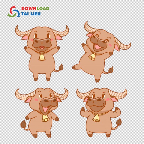 Mẫu con trâu vector hoạt hình