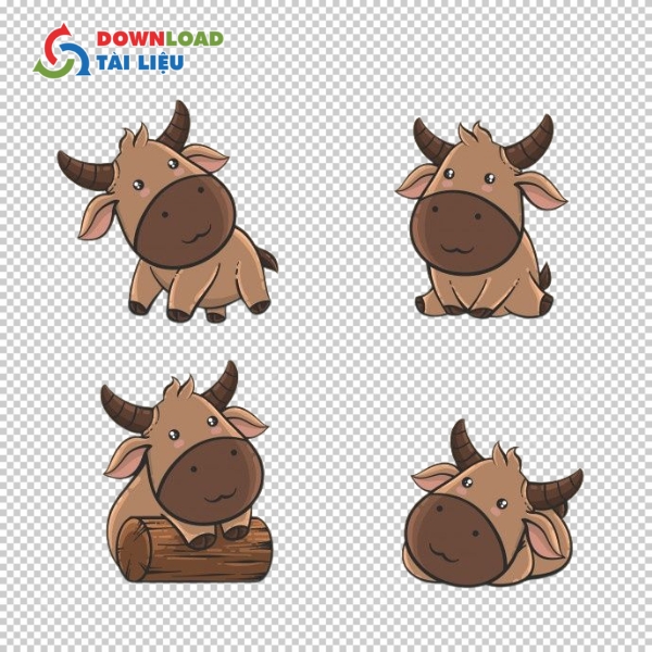 Mẫu hình ảnh con trâu vector dễ thương