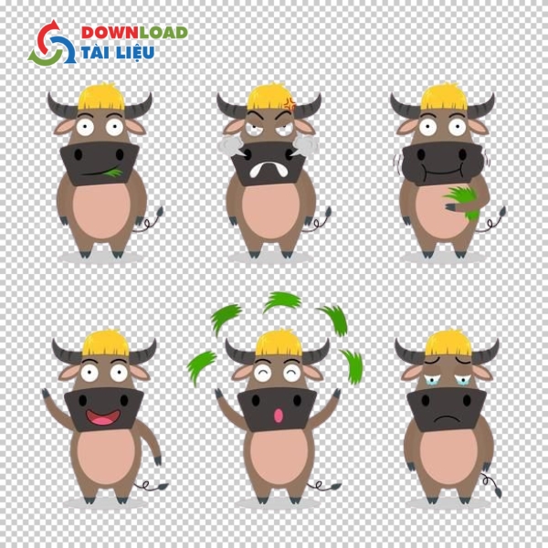 Mẫu con trâu vector đáng yêu