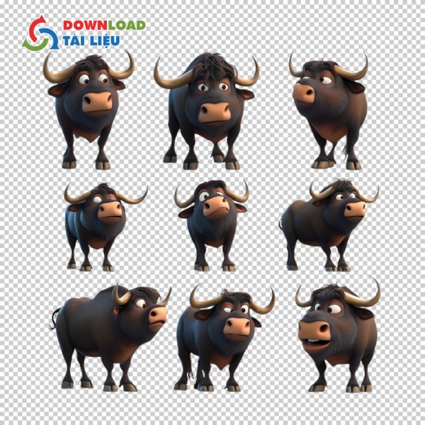 Mẫu con trâu vector 3D