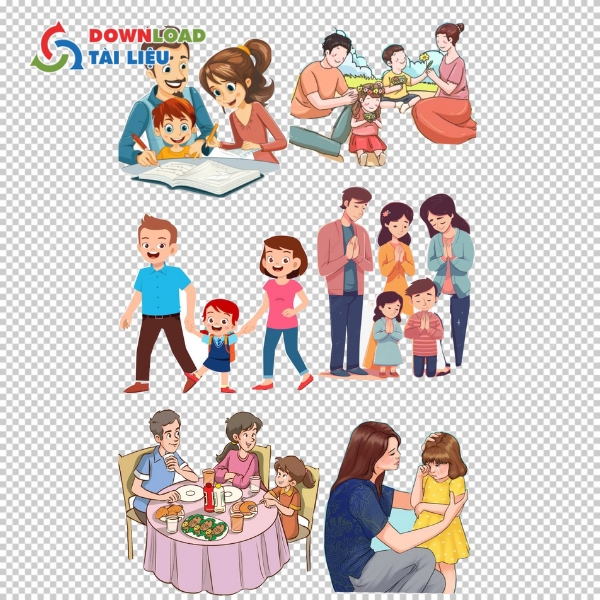 Mẫu gia đình 4 người vector