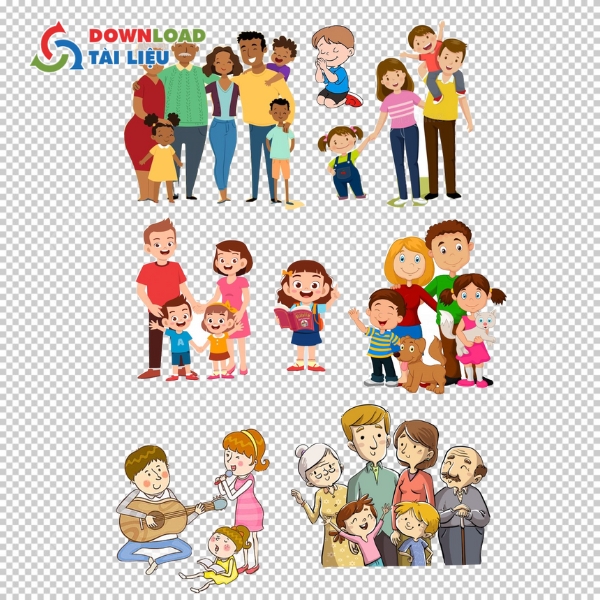 Mẫu gia đình vector đọc sách