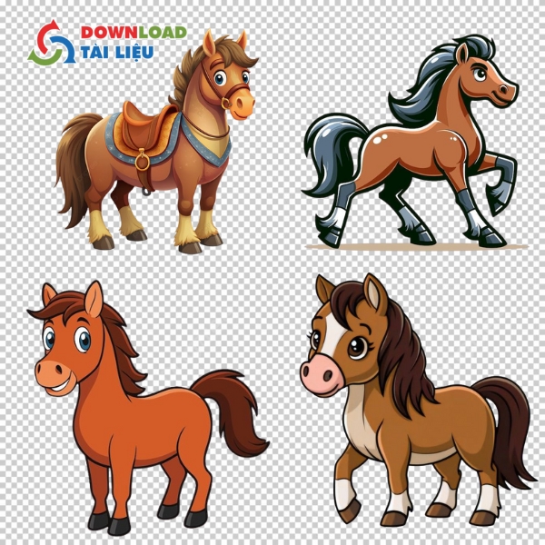 Mẫu con ngựa vector phong cách hoạt hình dễ thương