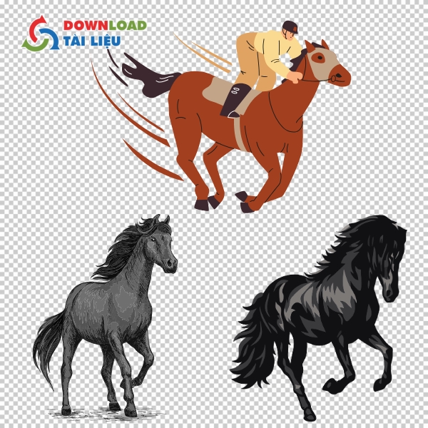 Mẫu con ngựa vector nghệ thuật với đường nét uyển chuyển