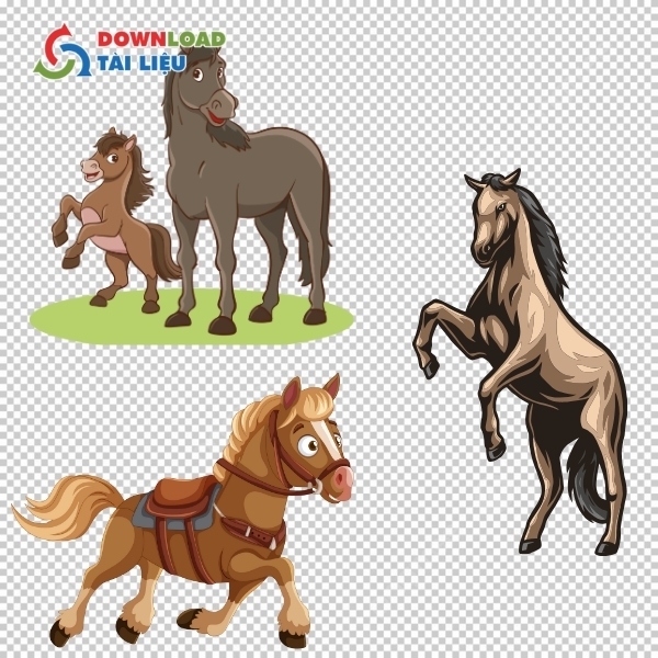 Mẫu con ngựa vector phong cách vector line art