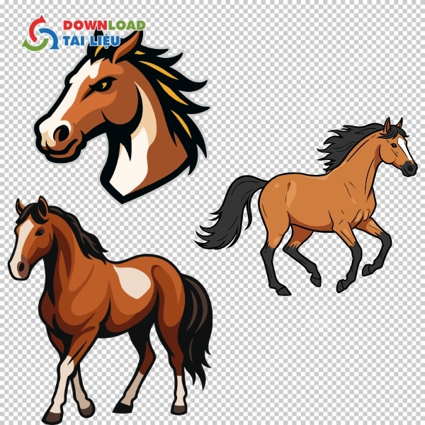Mẫu con ngựa vector có chi tiết bờm bay đẹp mắt
