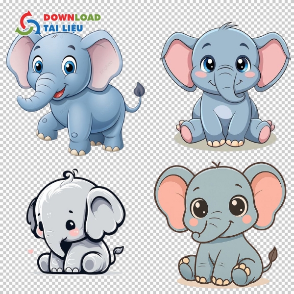 Mẫu hình ảnh con voi vector dễ thương hoạt hình