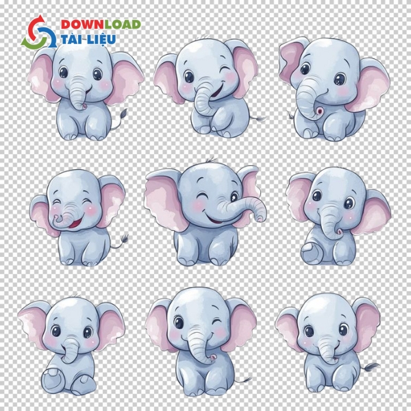 Mẫu con voi vector hoạt hình đáng yêu cho trẻ em