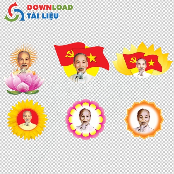 Mẫu Bác Hồ hoa sen vector trang trọng và tôn nghiêm