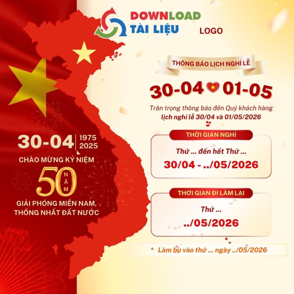 Mẫu thông báo nghỉ lễ 30/4 và 1/5 chuyên nghiệp cho doanh nghiệp năm 2026