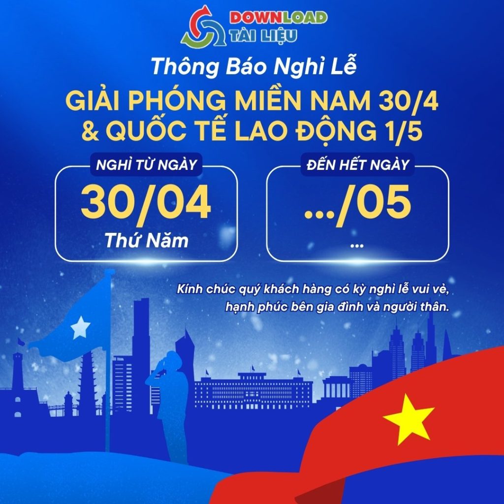 Mẫu thông báo nghỉ lễ 30/4 và 1/5 thiết kế đẹp để đăng fanpage facebook