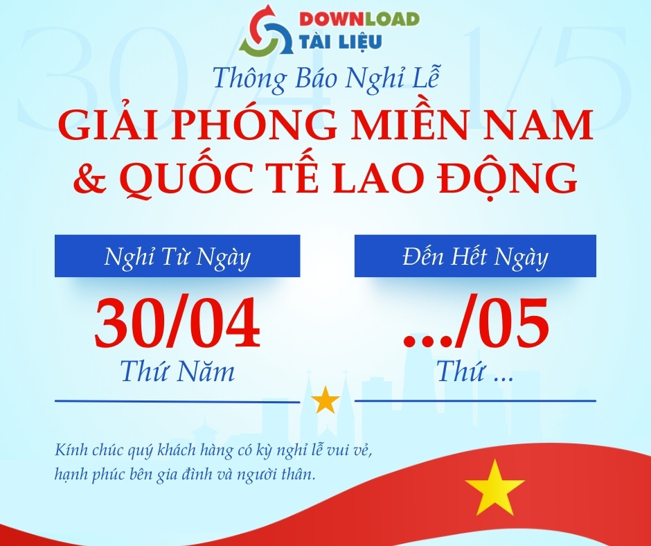 Bộ sưu tập mẫu thông báo nghỉ lễ 30/4 và 1/5 năm 2026