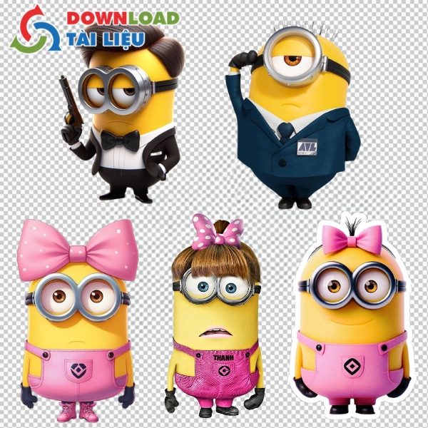 Mẫu layer quần áo và kính bảo hộ trong file vector minions ai