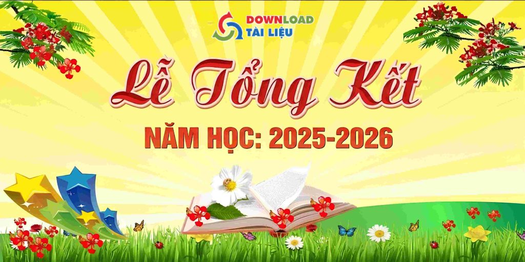Mẫu backdrop tổng kết năm học vector thiết kế sân khấu hiện đại