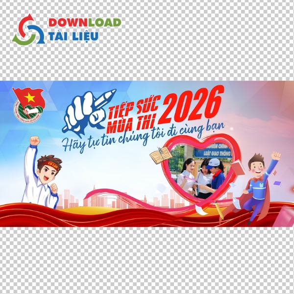Mẫu Logo Tiếp Sức Mùa Thi 2026 màu xanh Đoàn Thanh Niên vector