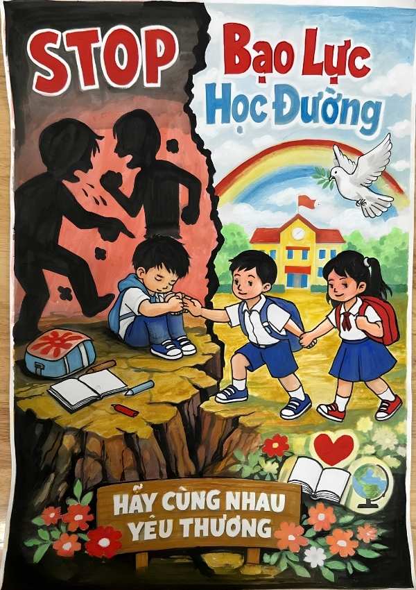 Mẫu Poster tuyên truyền phòng chống bạo lực học đường
